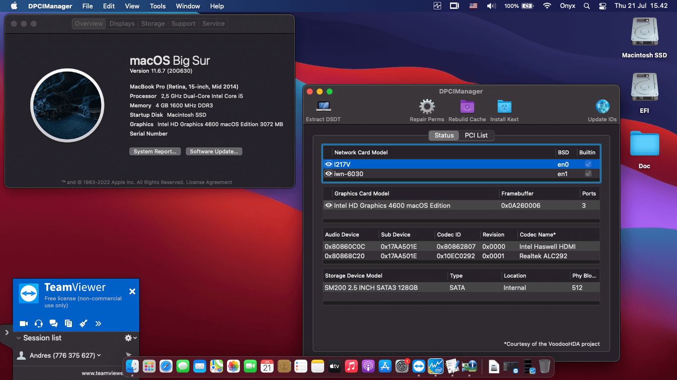 Success Hackintosh macOS Big Sur 11.6.7 Build 20G630 in Lenovo Thinkpad L540